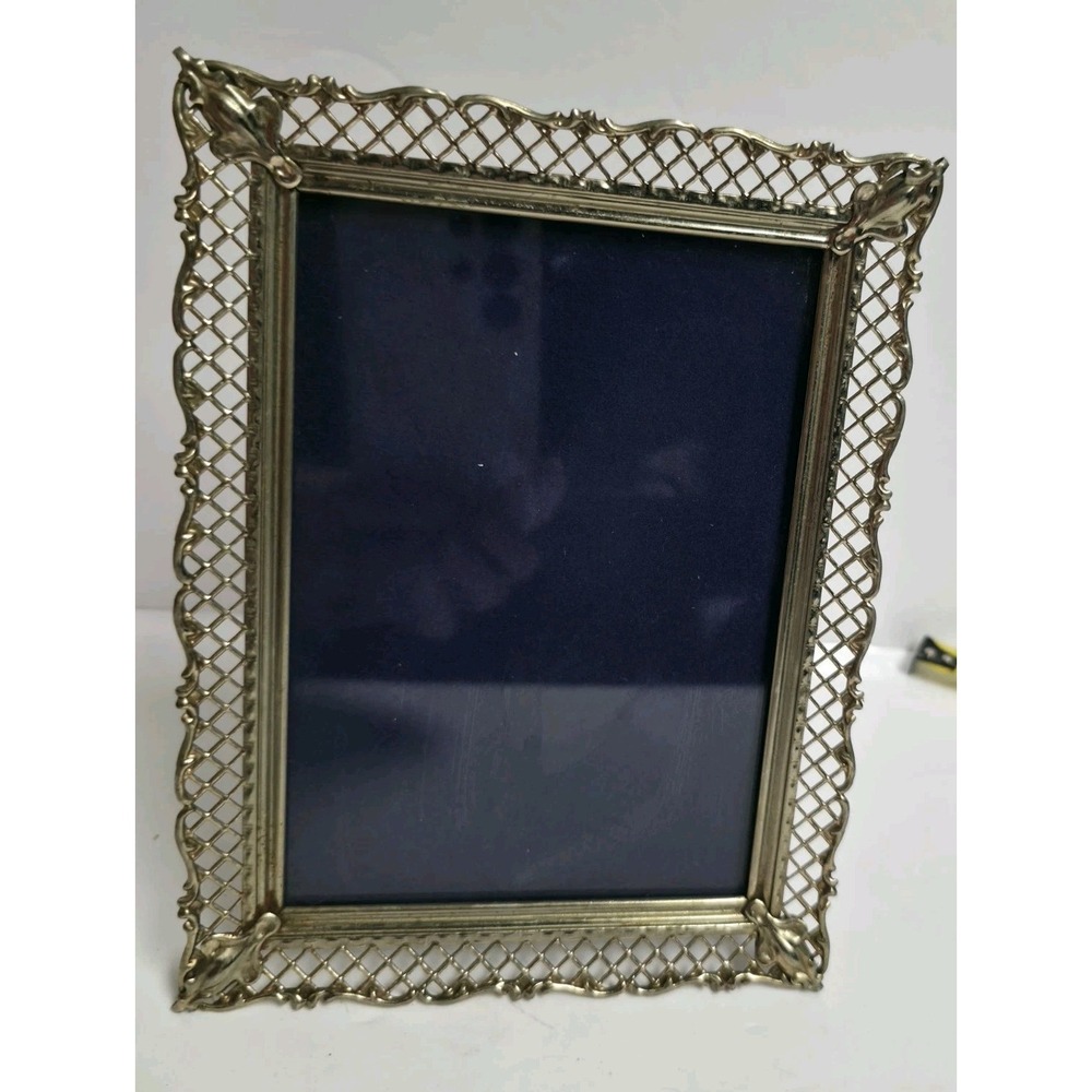 Vintage Hollywood Regency Gold Filigree Metal Picture Frame Ornate Lace Lattice